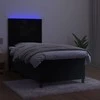 Lova su spyruoklėmis/čiužiniu/LED, juoda, 100x200cm, aksomas