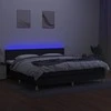 Lova su spyruoklėmis/čiužiniu/LED, juoda, 200x200 cm, audinys