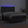 Lova su spyruoklėmis/čiužiniu/LED, juoda 140x200cm dirbtinė oda