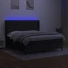 Lova su spyruoklėmis/čiužiniu/LED, juoda, 160x200 cm, audinys