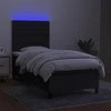 Lova su spyruoklėmis/čiužiniu/LED, juoda, 90x200 cm, audinys