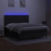 Lova su spyruoklėmis/čiužiniu/LED, juoda, 160x200 cm, audinys
