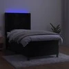 Lova su spyruoklėmis/čiužiniu/LED, juoda, 90x200cm, aksomas