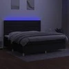 Lova su spyruoklėmis/čiužiniu/LED, juoda, 200x200 cm, audinys