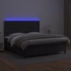 Lova su spyruoklėmis/čiužiniu/LED, juoda 180x200cm dirbtinė oda