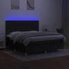 Lova su spyruoklėmis/čiužiniu/LED, juoda, 160x200 cm, audinys