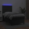 Lova su spyruoklėmis/čiužiniu/LED, juoda 100x200cm dirbtinė oda