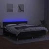 Lova su spyruoklėmis/čiužiniu/LED, juoda, 160x200 cm, audinys