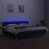 Lova su spyruoklėmis/čiužiniu/LED, juoda, 200x200 cm, audinys