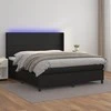 Lova su spyruoklėmis/čiužiniu/LED, juoda 180x200cm dirbtinė oda