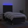 Lova su spyruoklėmis/čiužiniu/LED, juoda, 100x200 cm, audinys