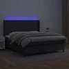 Lova su spyruoklėmis/čiužiniu/LED, juoda 160x200cm dirbtinė oda