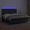 Lova su spyruoklėmis/čiužiniu/LED, juoda 160x200cm dirbtinė oda
