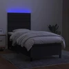 Lova su spyruoklėmis/čiužiniu/LED, juoda, 80x200cm, audinys