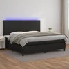 Lova su spyruoklėmis/čiužiniu/LED, juoda 200x200cm dirbtinė oda