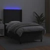 Lova su spyruoklėmis/čiužiniu/LED, juoda 100x200cm dirbtinė oda