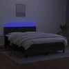 Lova su spyruoklėmis/čiužiniu/LED, juoda, 140x200 cm, audinys