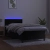 Lova su spyruoklėmis/čiužiniu/LED, juoda, 100x200cm, aksomas
