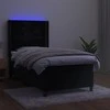 Lova su spyruoklėmis/čiužiniu/LED, juoda, 90x190cm, aksomas