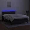 Lova su spyruoklėmis/čiužiniu/LED, juoda, 140x200 cm, audinys
