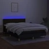 Lova su spyruoklėmis/čiužiniu/LED, juoda, 140x190 cm, audinys