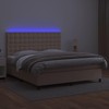Lova su spyruoklėmis/čiužiniu/LED, kapučino, 180x200cm dirbtinė