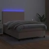 Lova su spyruoklėmis/čiužiniu/LED, kapučino, 140x190cm dirbtinė
