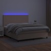 Lova su spyruoklėmis/čiužiniu/LED, kapučino, 160x200cm dirbtinė