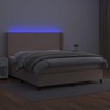 Lova su spyruoklėmis/čiužiniu/LED, kapučino, 160x200cm dirbtinė
