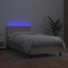 Lova su spyruoklėmis/čiužiniu/LED, kapučino, 90x190 cm dirbtinė