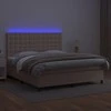 Lova su spyruoklėmis/čiužiniu/LED, kapučino, 160x200cm dirbtinė