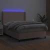 Lova su spyruoklėmis/čiužiniu/LED, kapučino, 140x200cm dirbtinė