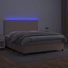 Lova su spyruoklėmis/čiužiniu/LED, kapučino, 180x200cm dirbtinė