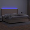 Lova su spyruoklėmis/čiužiniu/LED, kapučino, 200x200cm dirbtinė