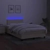 Lova su spyruoklėmis/čiužiniu/LED, kreminė, 120x190cm, audinys