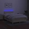 Lova su spyruoklėmis/čiužiniu/LED, kreminė, 120x190cm, audinys