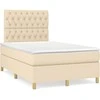 Lova su spyruoklėmis/čiužiniu/LED, kreminė, 120x190cm, audinys