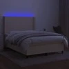 Lova su spyruoklėmis/čiužiniu/LED, kreminė, 140x200 cm, audinys