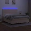 Lova su spyruoklėmis/čiužiniu/LED, kreminė, 160x200 cm, audinys