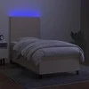 Lova su spyruoklėmis/čiužiniu/LED, kreminė, 90x200 cm, audinys