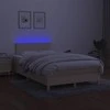 Lova su spyruoklėmis/čiužiniu/LED, kreminė, 120x200cm, audinys