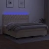 Lova su spyruoklėmis/čiužiniu/LED, kreminė, 200x200 cm, audinys