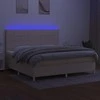 Lova su spyruoklėmis/čiužiniu/LED, kreminė, 200x200 cm, audinys
