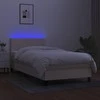 Lova su spyruoklėmis/čiužiniu/LED, kreminė, 90x200 cm, audinys