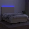 Lova su spyruoklėmis/čiužiniu/LED, kreminė, 140x190 cm, audinys