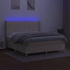 Lova su spyruoklėmis/čiužiniu/LED, kreminė, 160x200 cm, audinys