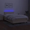 Lova su spyruoklėmis/čiužiniu/LED, kreminė, 120x200cm, audinys