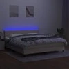 Lova su spyruoklėmis/čiužiniu/LED, kreminė, 160x200 cm, audinys