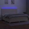 Lova su spyruoklėmis/čiužiniu/LED, kreminė, 200x200 cm, audinys
