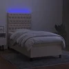 Lova su spyruoklėmis/čiužiniu/LED, kreminė, 80x200cm, audinys